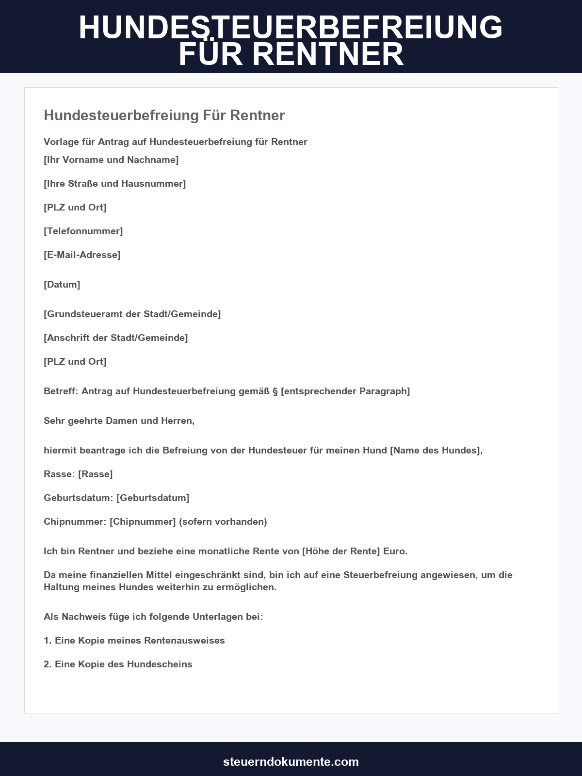 Hundesteuerbefreiung Für Rentner Formular