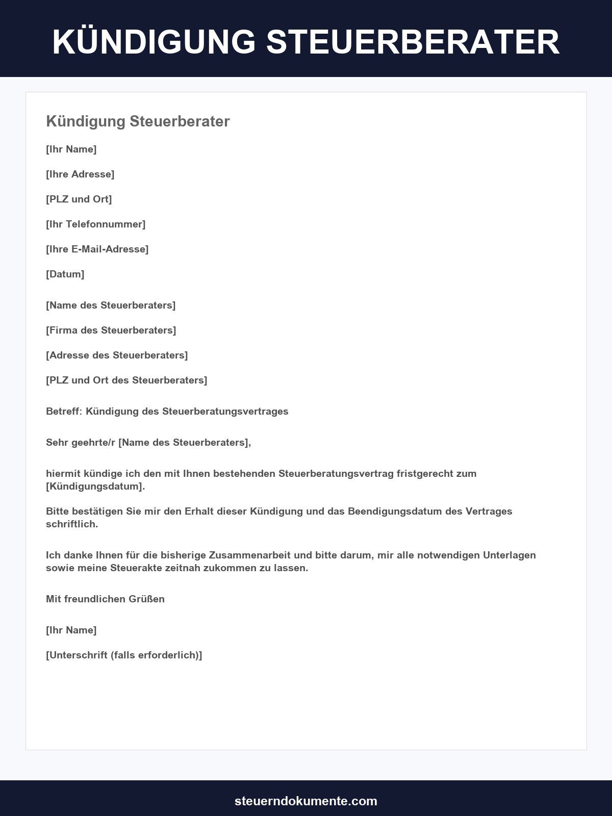 Kündigung Steuerberater Muster