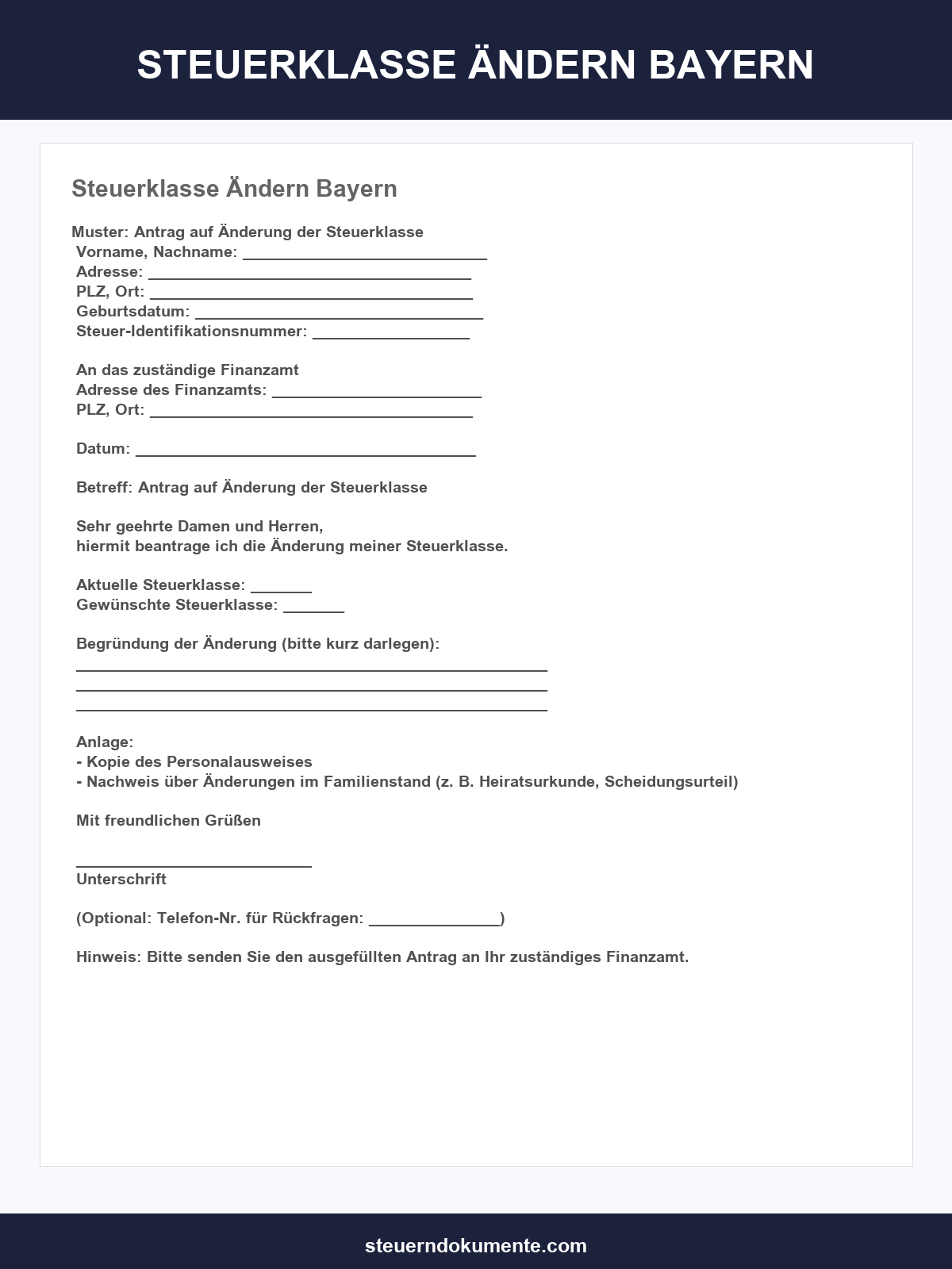 Steuerklasse Ändern Formular Bayern