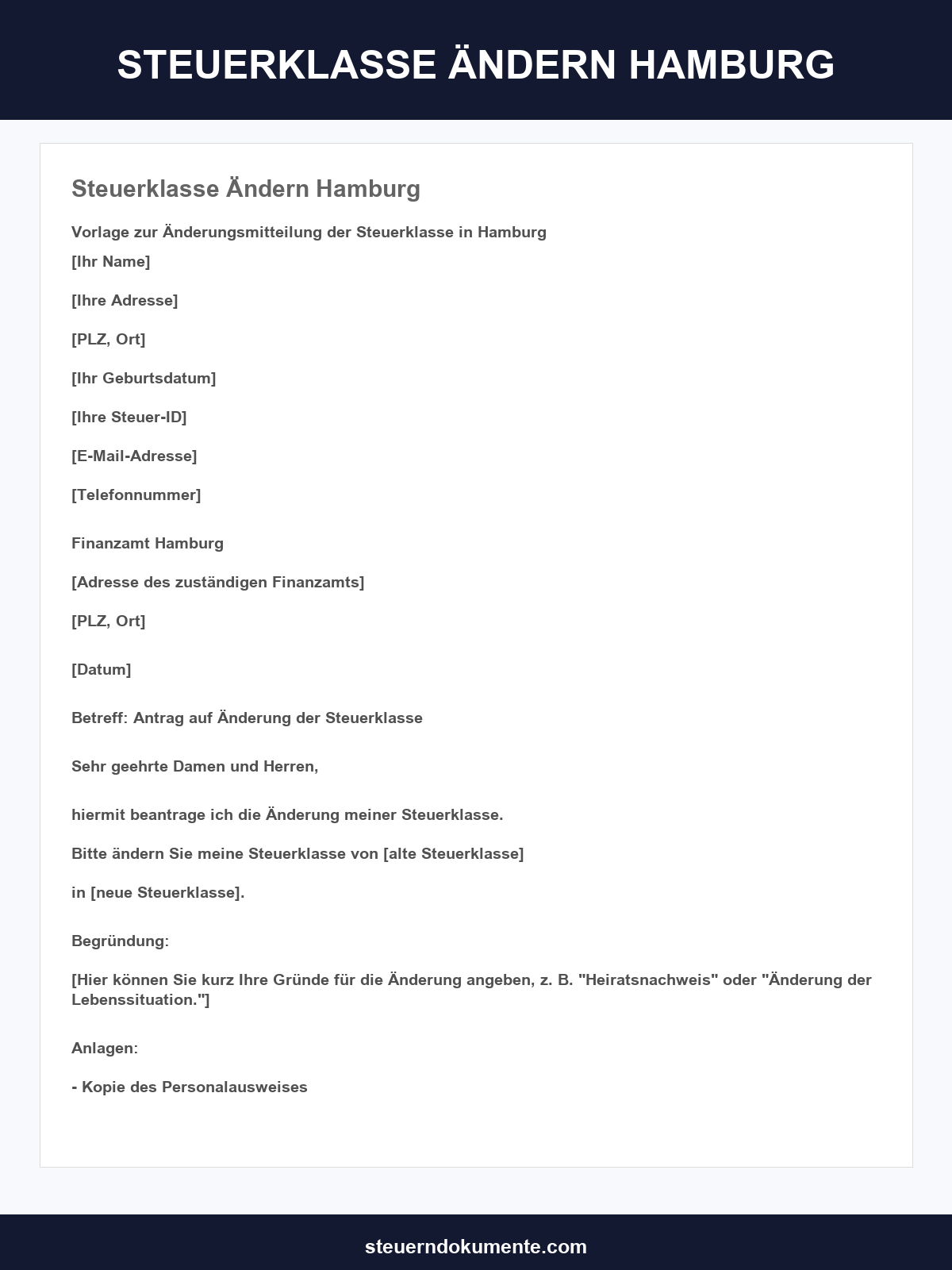 Steuerklasse Ändern Hamburg