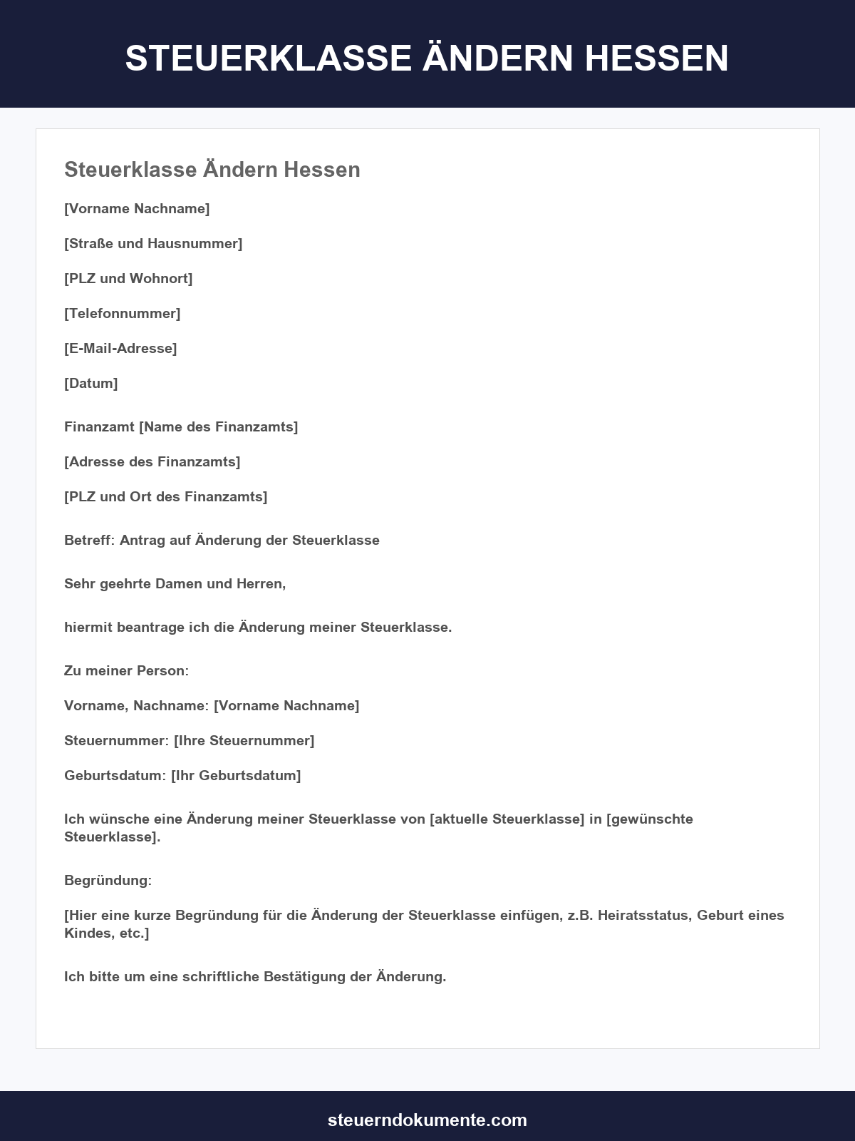 Steuerklasse Ändern Hessen